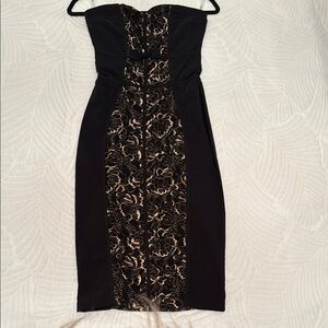 Elegant Black and Gold Strapless Dress